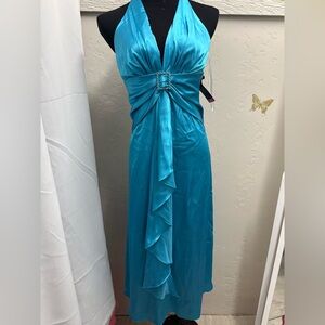 Elegant Blue Halter Dress